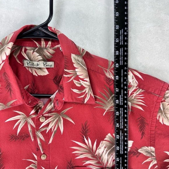 Batik Bay Red Floral Print Short Sleeve Button Up Collared Hawaiian Shirt Large - Picture 9 of 11